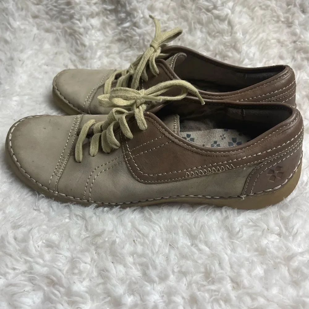 Naturalizer Women’s JOLIE Beige&Brown Leather Nubuck Lace Up Casual Shoes SZ9M